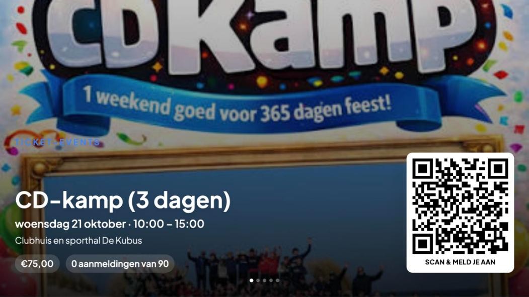 Evenement met ticketverkoop en QR-code op de tv
